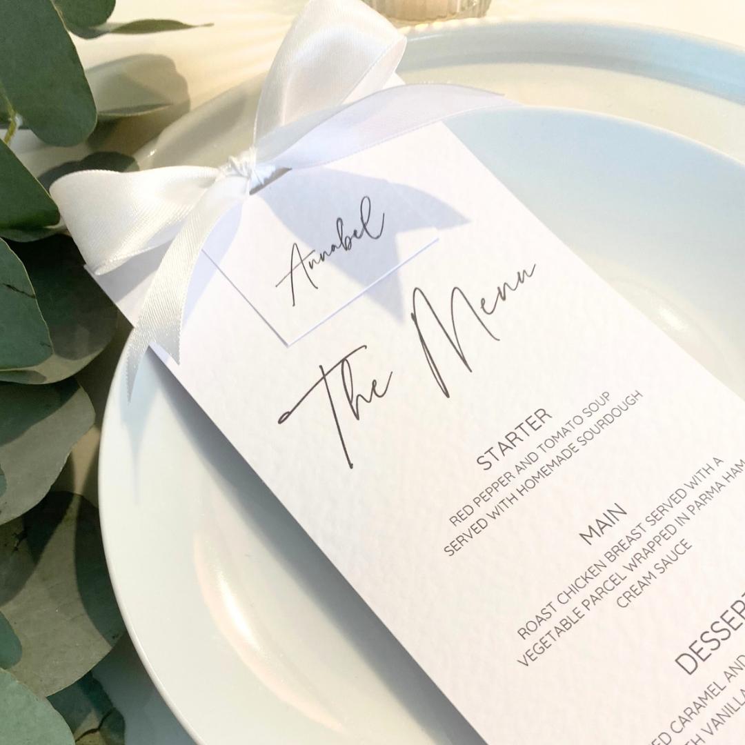 Annabel - Menu Card with Guest Name and Bow