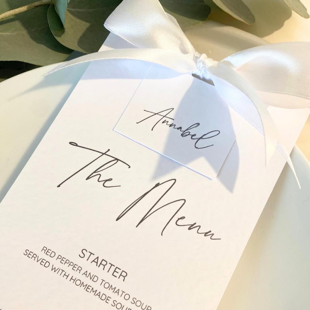 Annabel - Menu Card with Guest Name and Bow