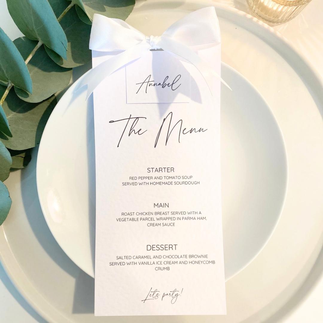 Annabel - Menu Card with Guest Name and Bow