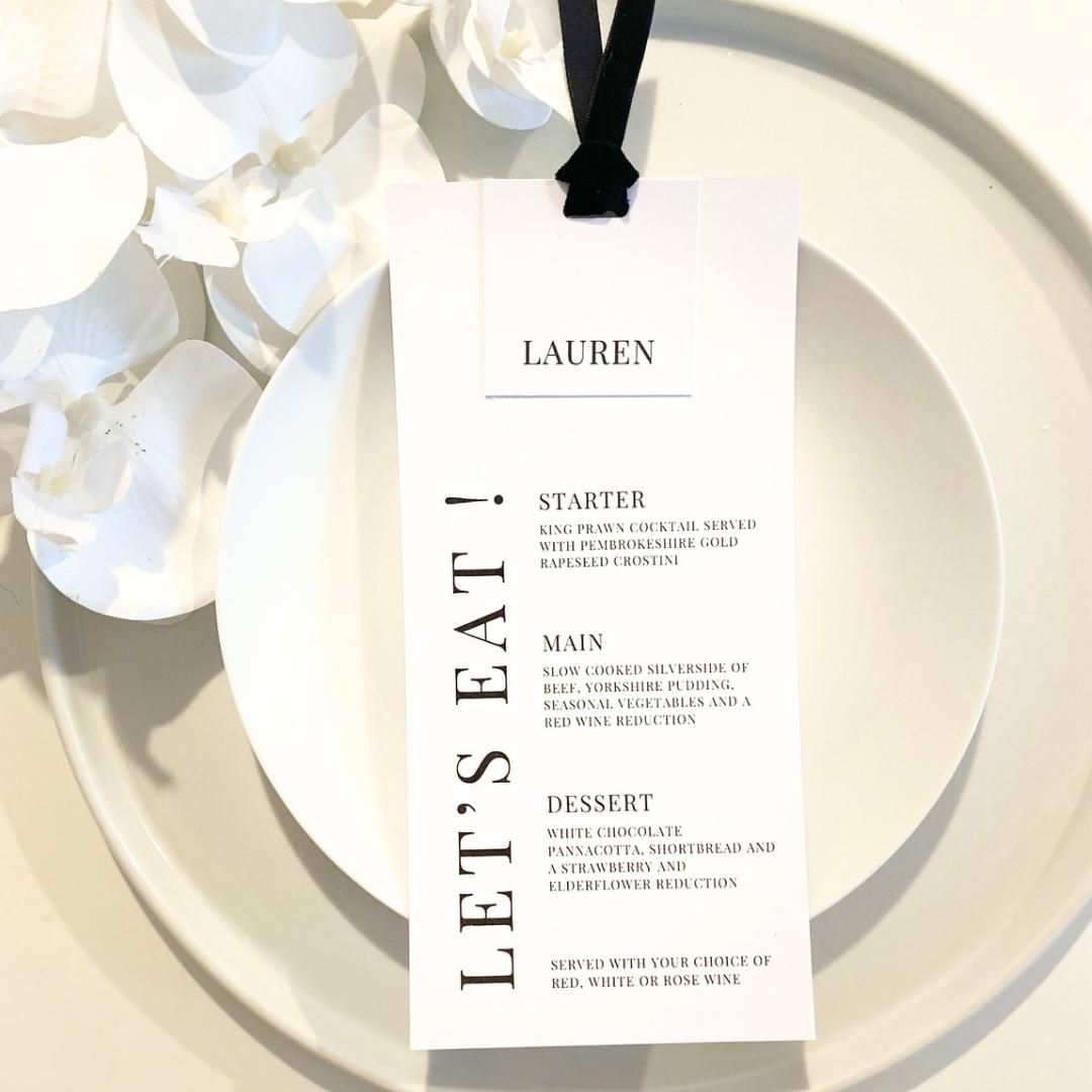 Lauren - Menu Card with Guest Name