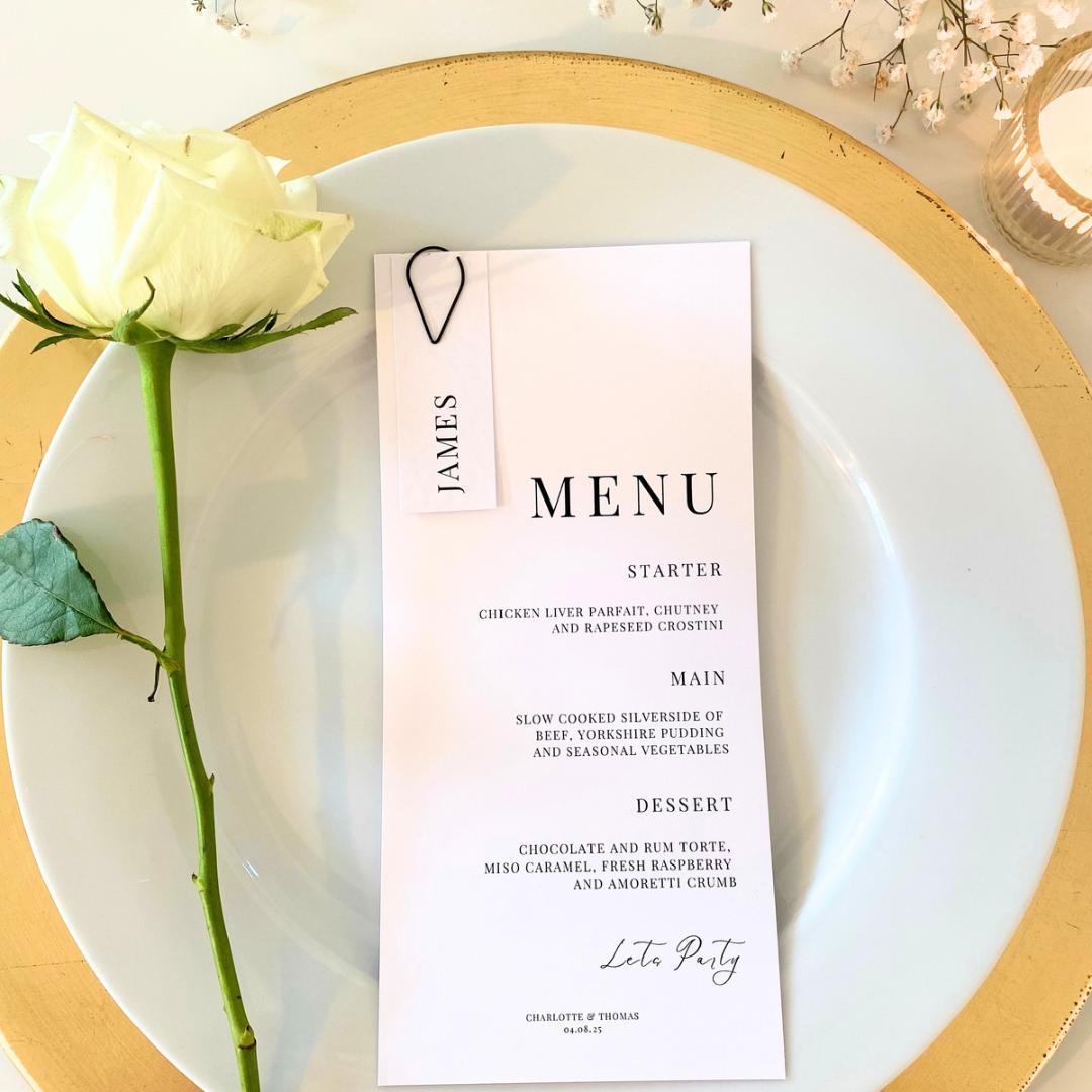 Charlotte - Menu Card with Guest Name Tag