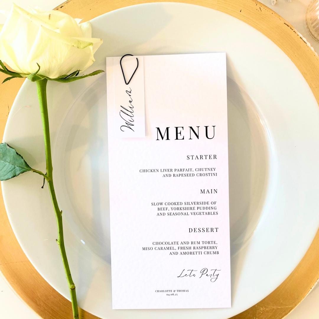 Charlotte - Menu Card with Guest Name Tag