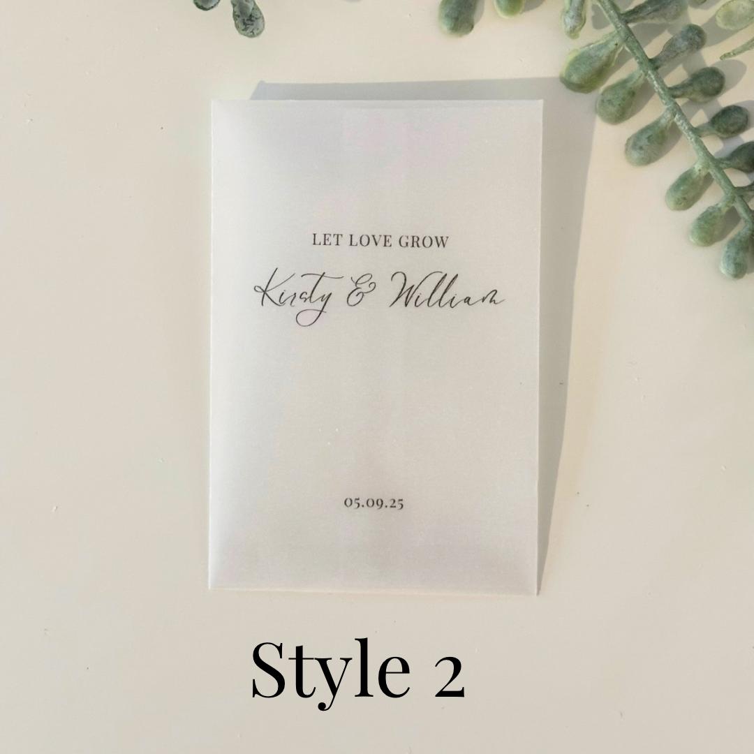 "Let Love Grow" Favour bags