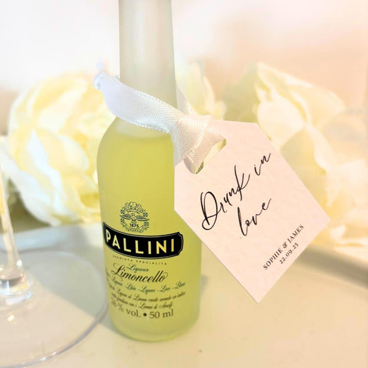 Wedding favour bottle tags