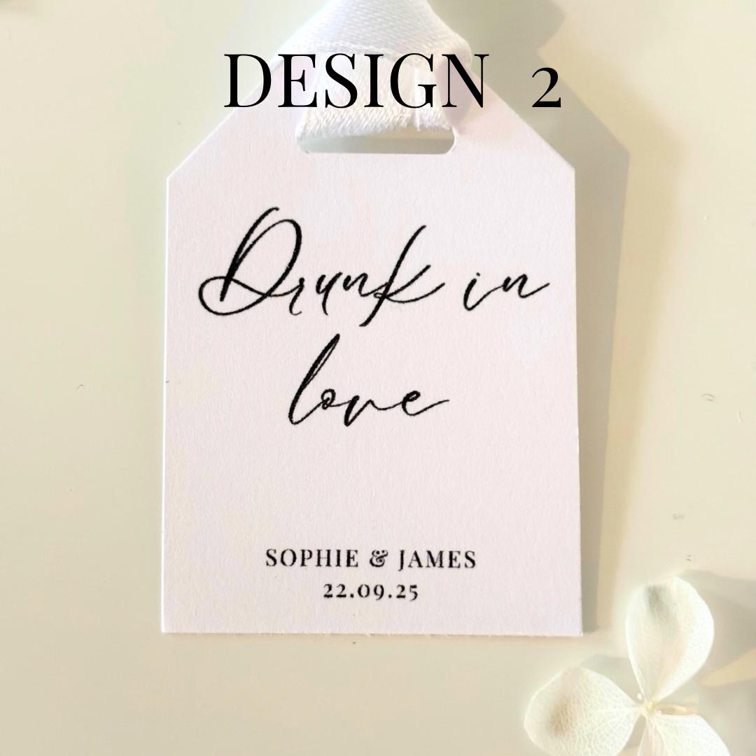 Wedding favour bottle tags