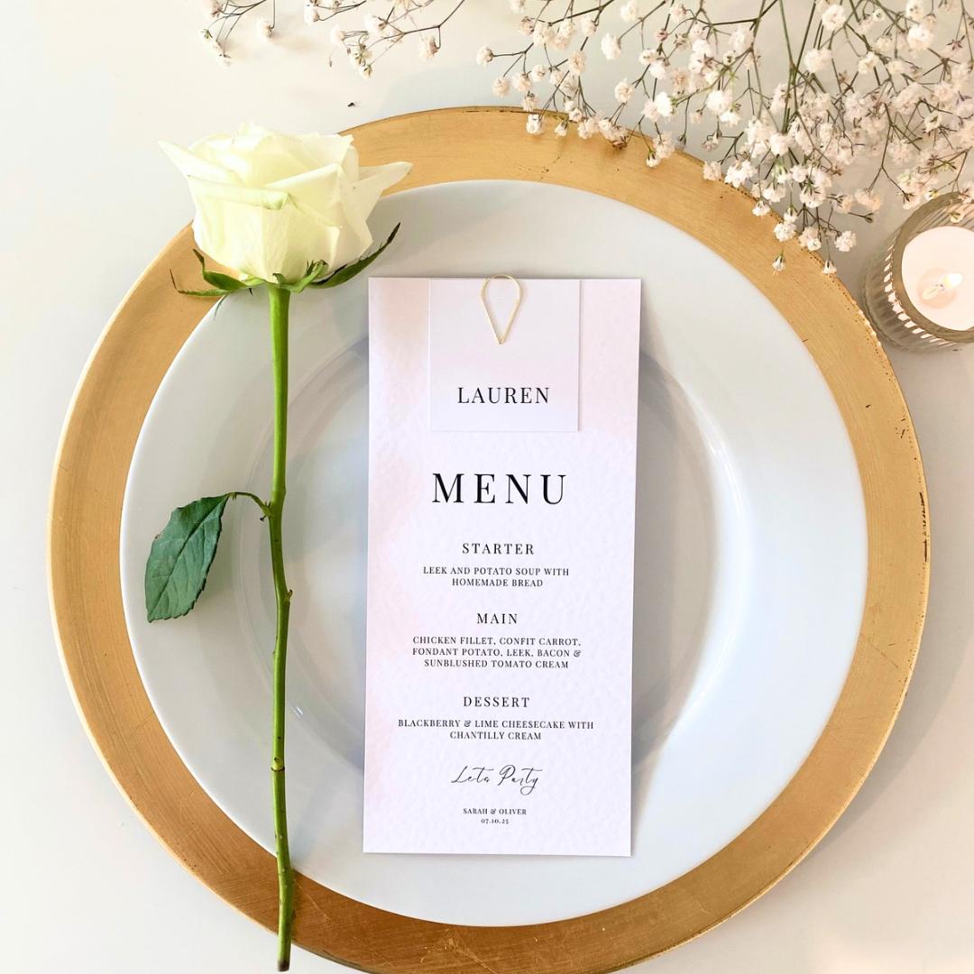 Charlotte - Menu Card with Square Guest Name Tag