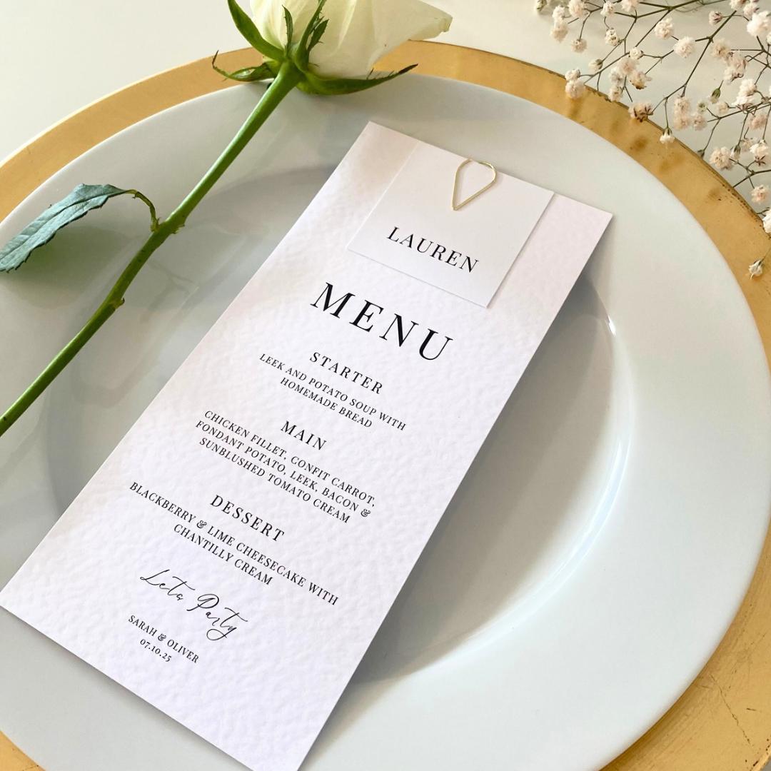 Charlotte - Menu Card with Square Guest Name Tag