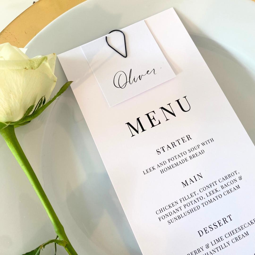 Charlotte - Menu Card with Square Guest Name Tag