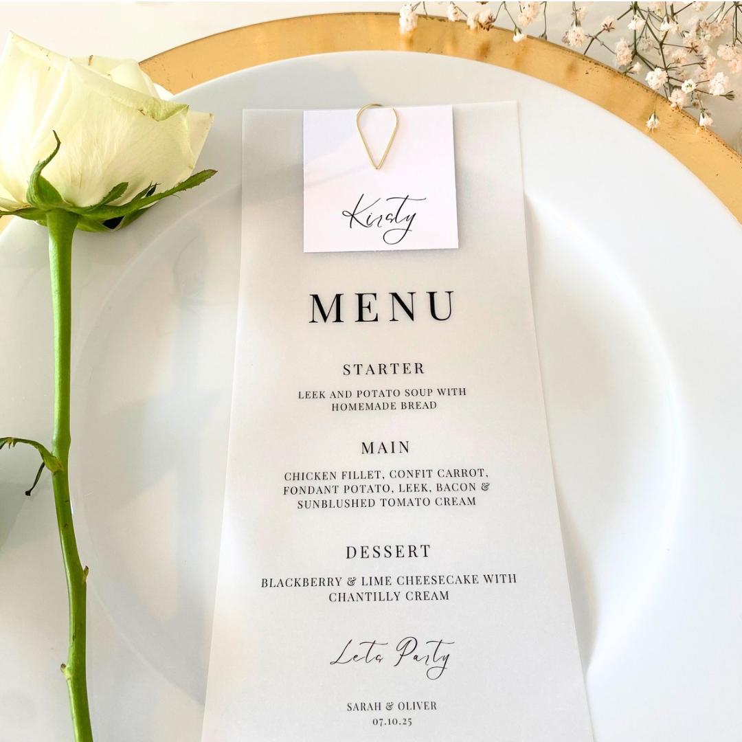 Charlotte - Menu Card with Square Guest Name Tag