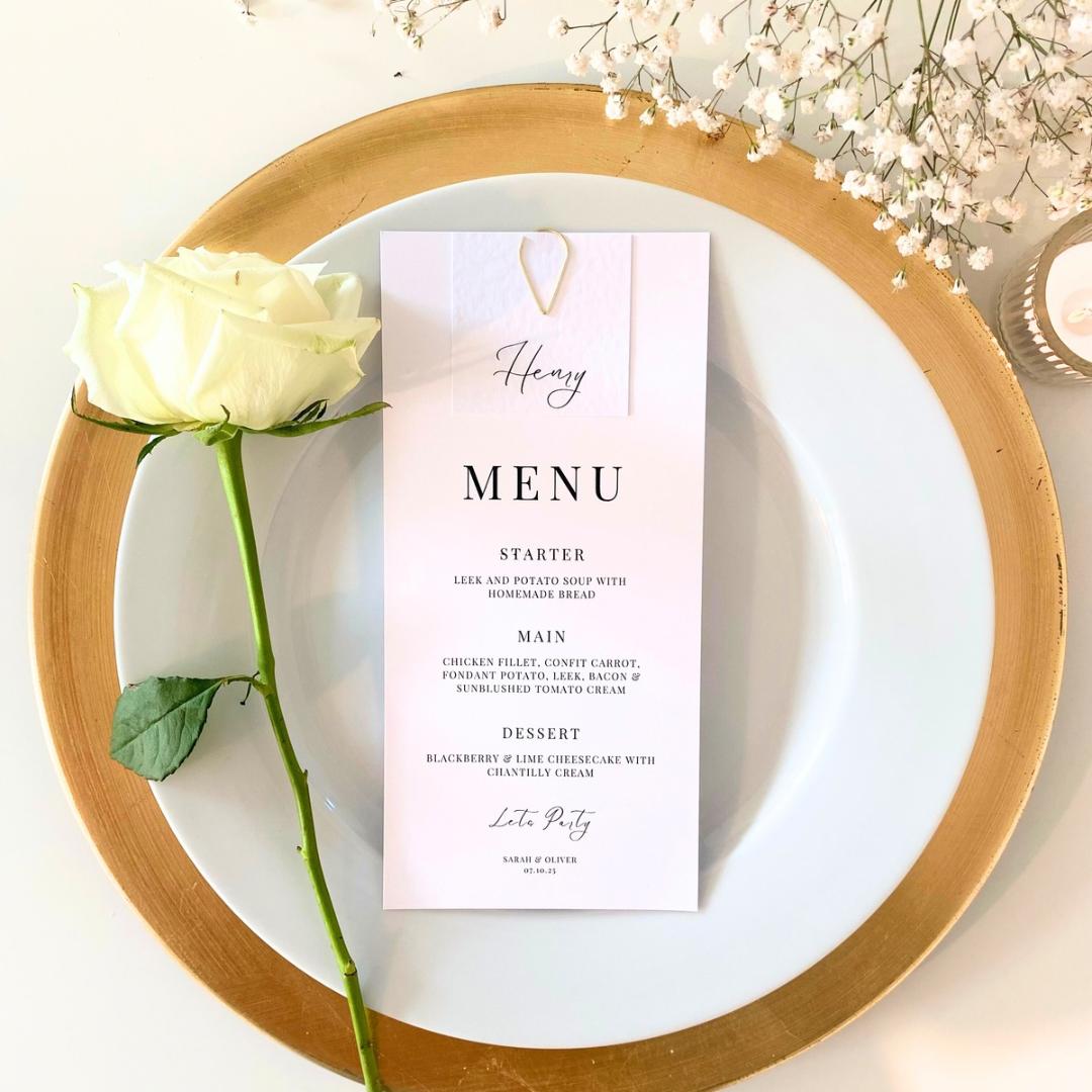 Charlotte - Menu Card with Square Guest Name Tag