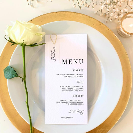 Charlotte - Menu Card with Guest Name Tag