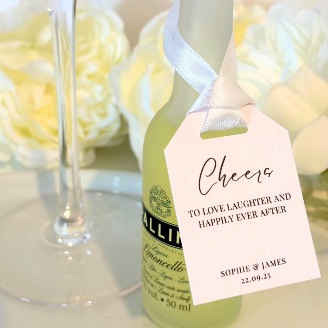Wedding favour bottle tags