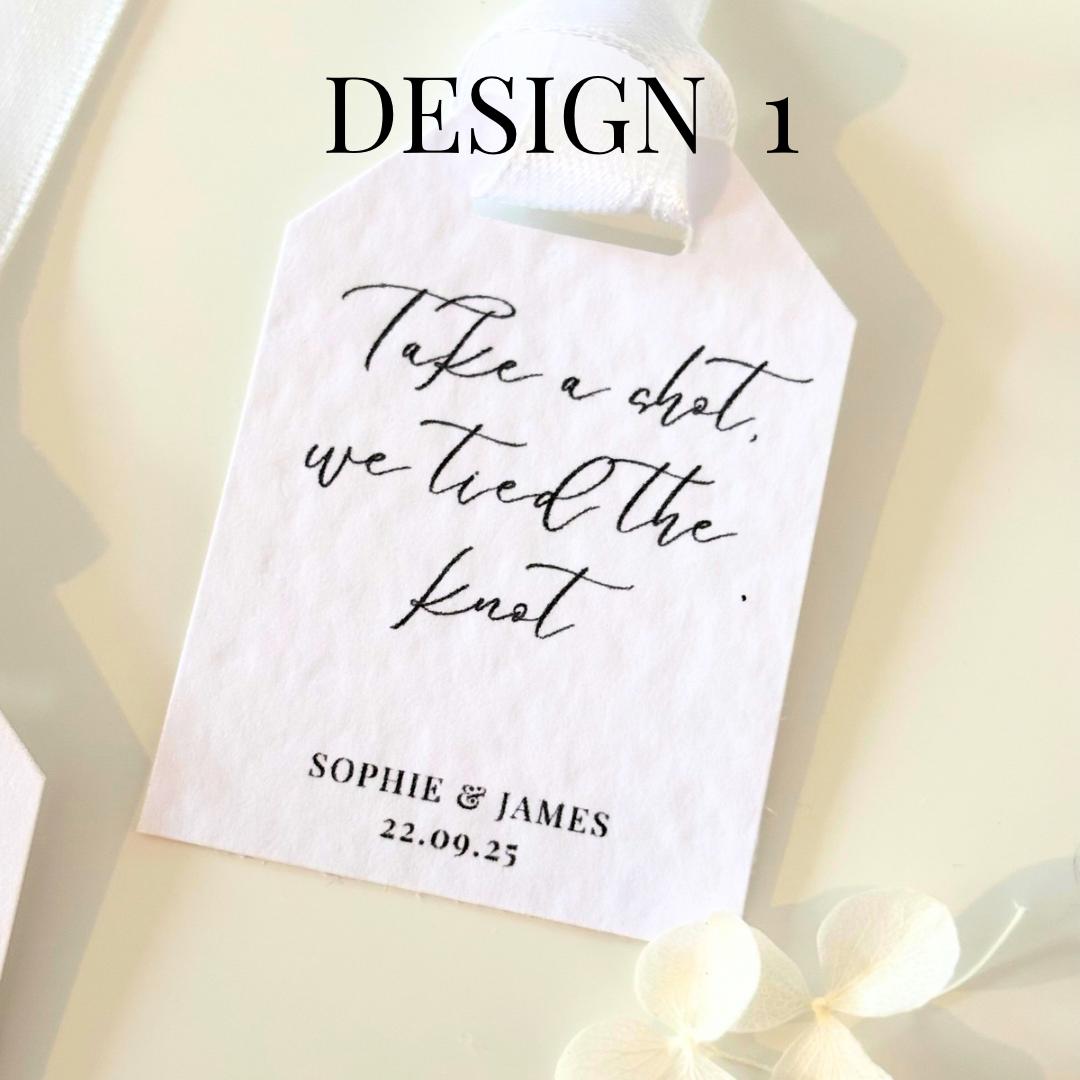 Wedding favour bottle tags