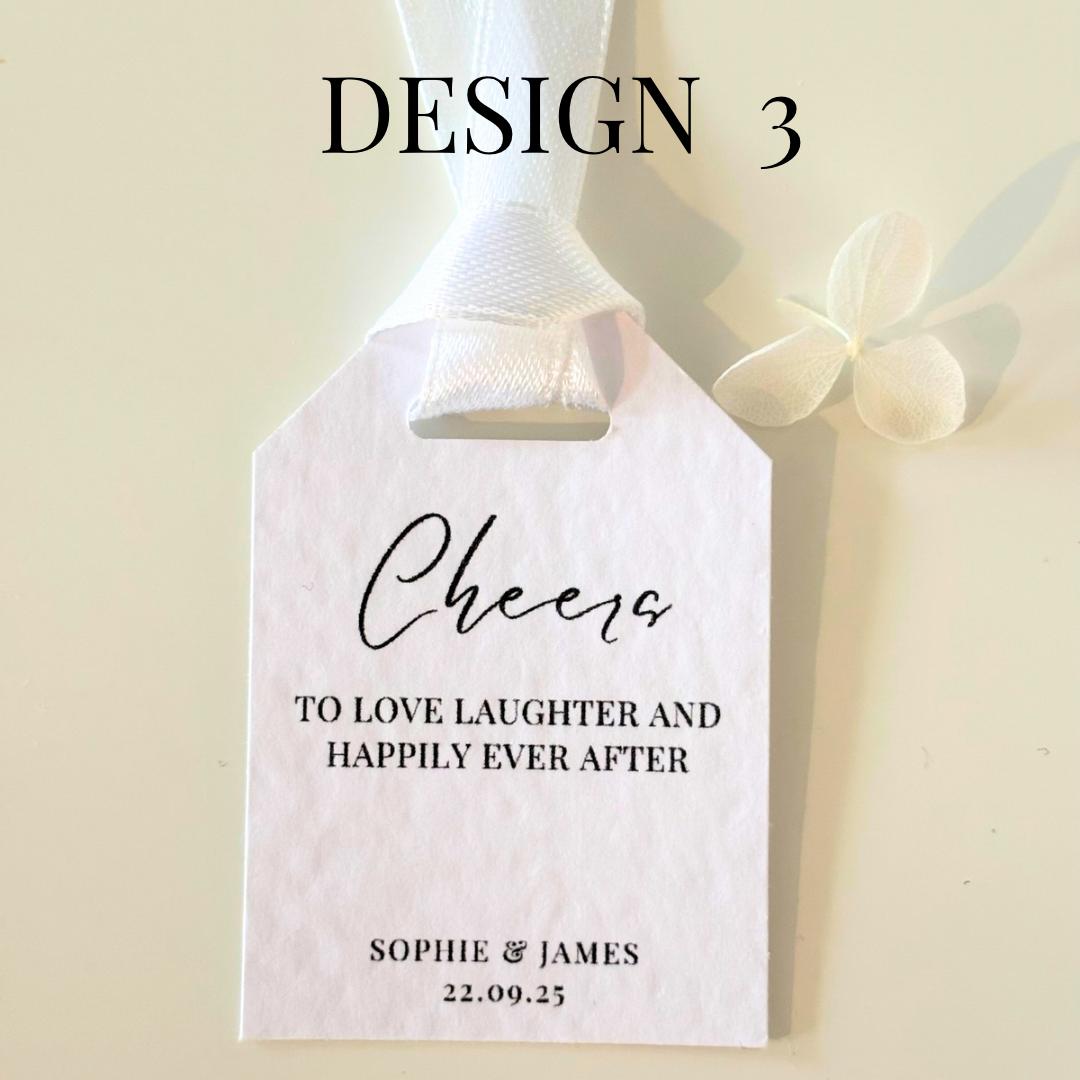 Wedding favour bottle tags