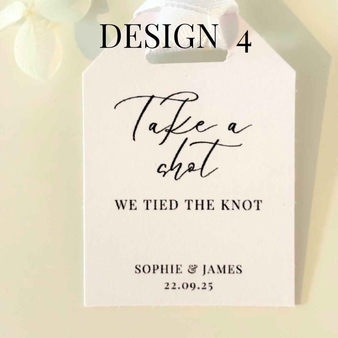 Wedding favour bottle tags