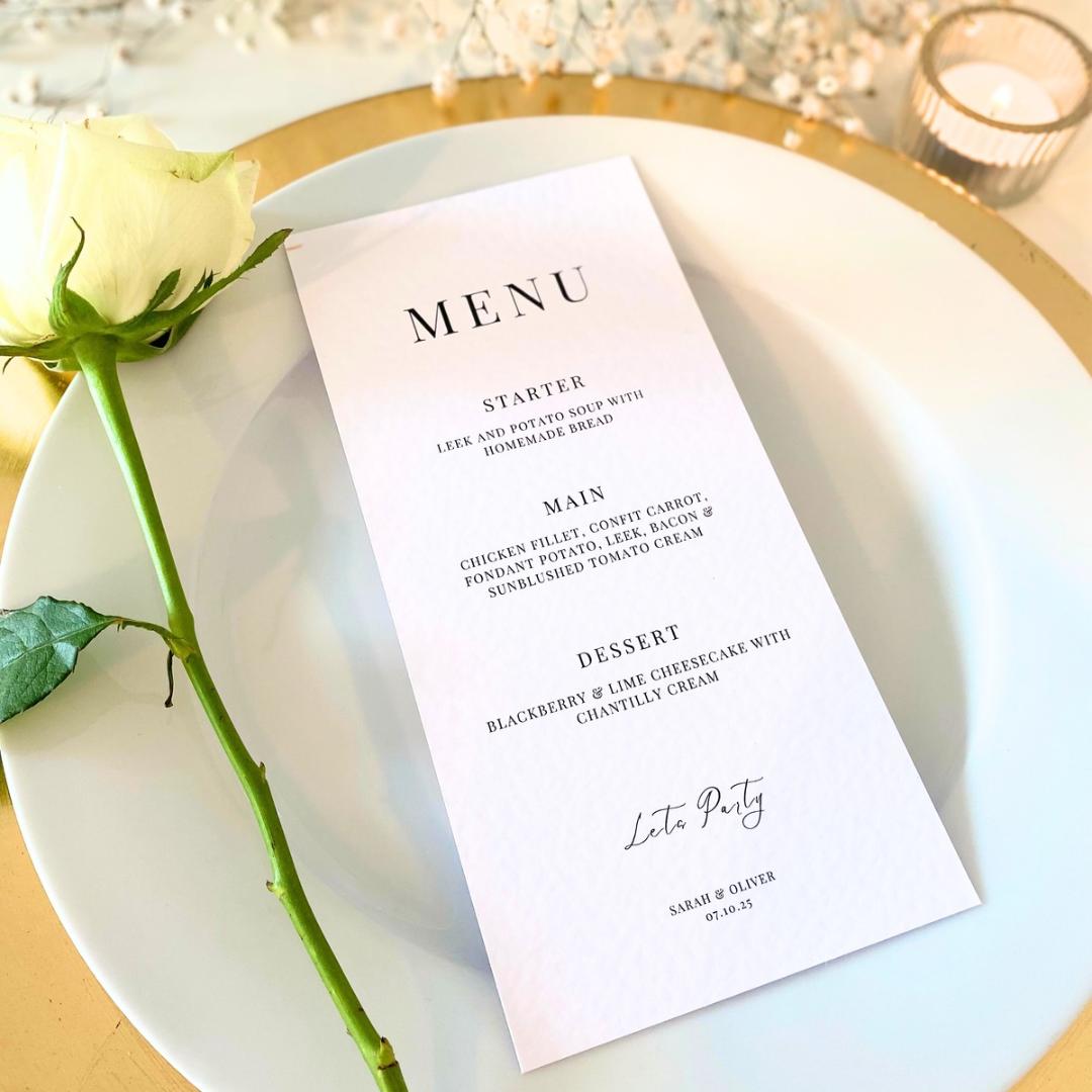 Charlotte - Wedding Menu