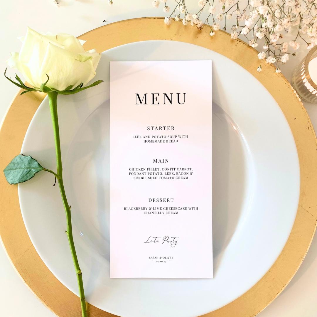 Charlotte - Wedding Menu
