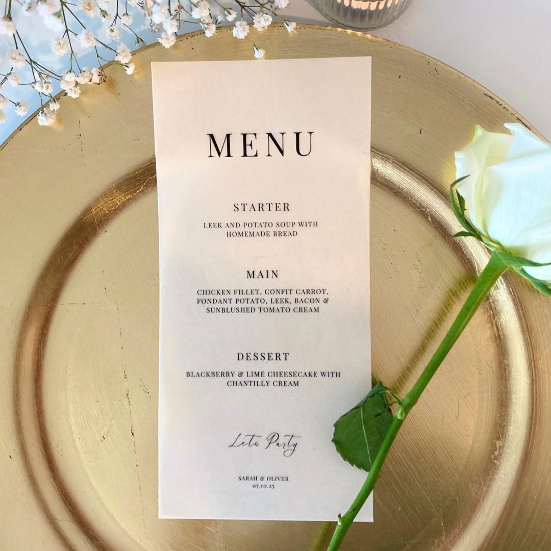 Charlotte - Wedding Menu